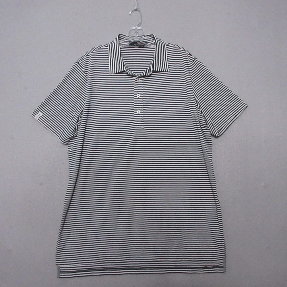 RLX Ralph Lauren Polo Shirt Men Large‎ Stripe Black White Performance Golf